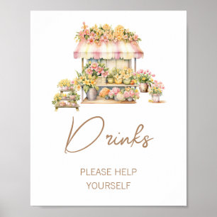 Poster Boissons de Fête de Mariage Floral Market Love In 