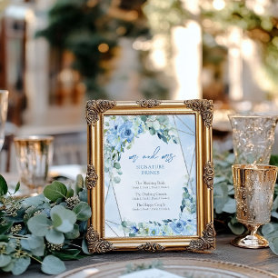 Poster Boissons de signature argentées Rustique Dusty Blu