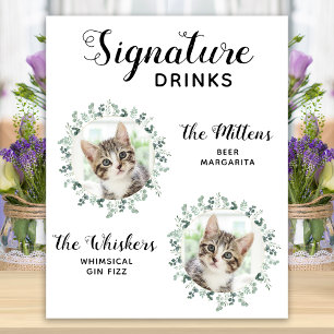 Poster Boissons de signature de mariage de chat personnal