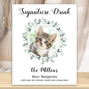 Poster Boissons de signature de mariage de chat Photo Bar