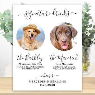 Poster Boissons de signature de mariage de chien de compa