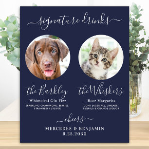 Poster Boissons de signature de mariage de chien de compa