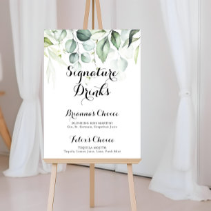 Poster Boissons de signature de verdure d'eucalyptus aqua