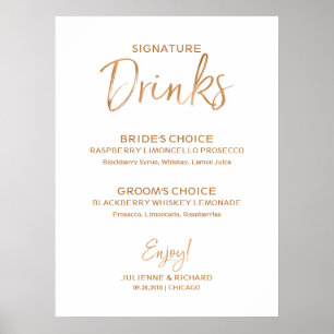 Poster Boissons de signature Rose Or Stylish
