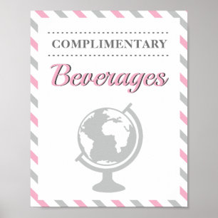 Poster Boissons de voyage en avion compagnie aérienne fêt