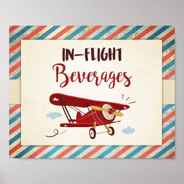 Poster Boissons en vol Signaler Bar de l'avion Table de r (Devant)
