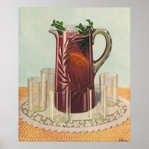 Poster Boissons et breuvages vintage, pichet de sangria