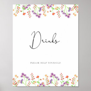 Poster Boissons Fleurs sauvages servez-vous