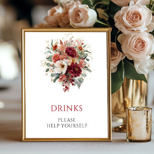 Poster Boissons Florales Automnales Bourgogne Mariage Tab