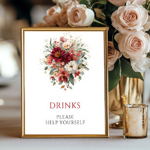 Poster Boissons Florales Automne Rouge Profond 8x10 sur T