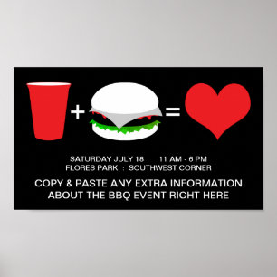 Poster boissons + hamburgers = amour