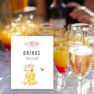 Poster Boissons mignonnes Table Girl Teddy Bear Baby show