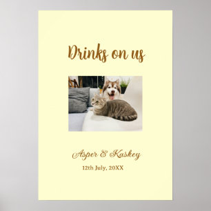 Poster Boissons offertes bar ouvert photo de mariage coup