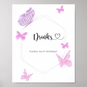 Poster Boissons Papillon servez-vous 