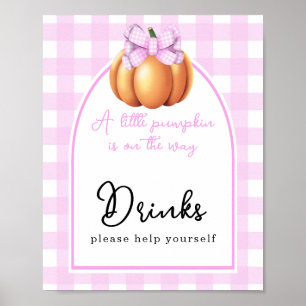 Poster Boissons pour baby shower avec arceau et noeud pap