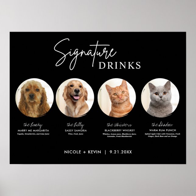 Poster Boissons Signature Animaux de Compagnie Imprimable (Devant)
