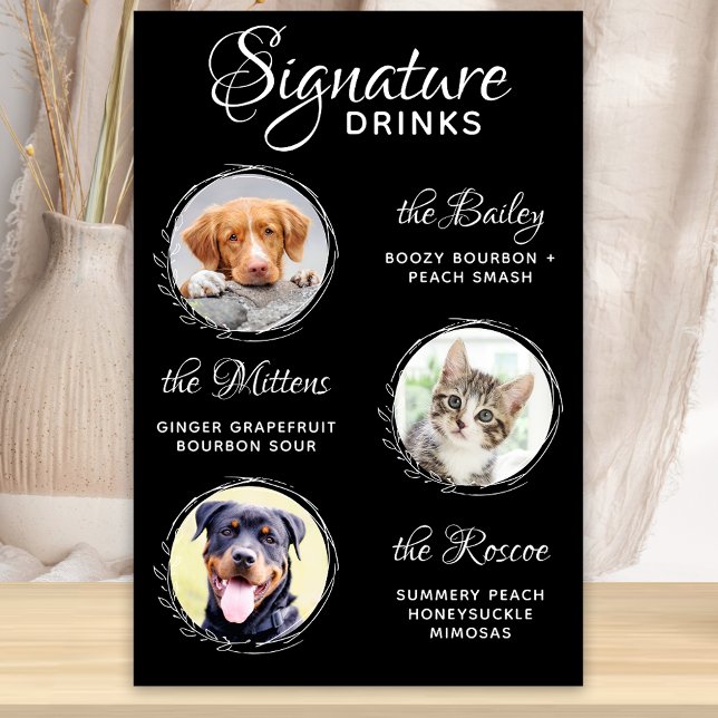 Poster Boissons Signature Animaux Personnalisé 3 Photos B (Créateur téléchargé)