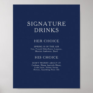 Poster Boissons Signature Classiques Minimalistes Bleu Nu