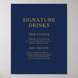 Poster Boissons Signature Classiques Minimalistes Bleu Nu