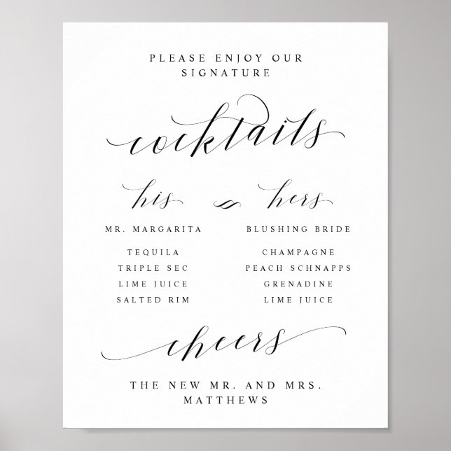 Poster Boissons Signature Cocktails Menu du Bar Son & Ell (Devant)