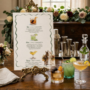 Poster Boissons Signature de l'Âne à l'Aquarelle Menu de 