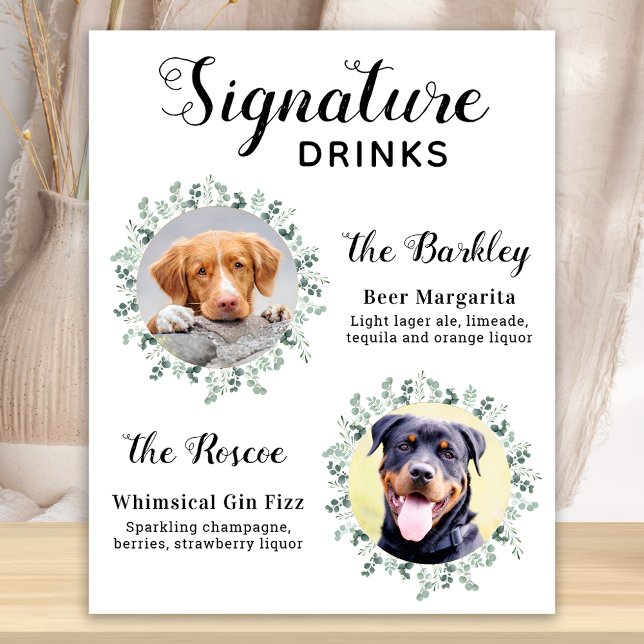 Poster Boissons Signature Élégantes Mariage Chien 2 Photo (Créateur téléchargé)