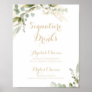 Poster Boissons Signature Eucalyptus Vert Sauge Or