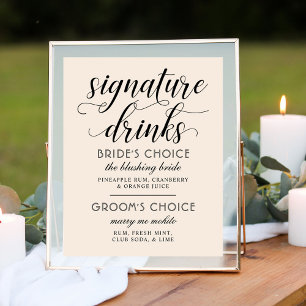 Poster Boissons Signature Modernes Crème et Mariage Noir