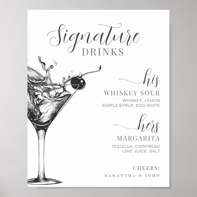Poster Boissons Signature Son Sa Bar à Cocktails Mariée M (Devant)