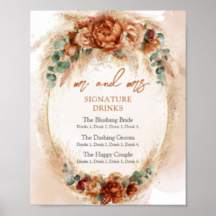 Poster Boissons signées en arche bordeaux en terre cuite 