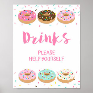 Poster Boissons S'Il Vous Plaît S'Aider Pink Donut Douche