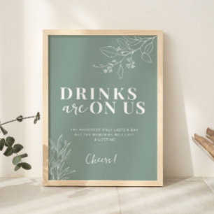 Poster Boissons Sur Nous Boho Sage Green Mariage Signal