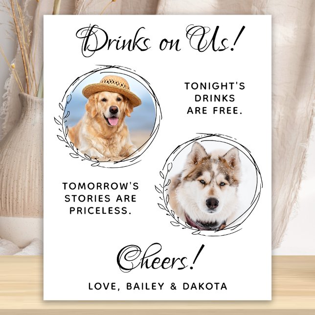 Poster Boissons Sur Nous Mariage Animaux domestiques Phot (Créateur téléchargé)