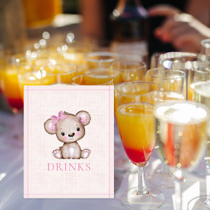 Poster Boissons Table mignonne fille Baby shower ours