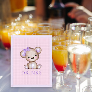 Poster Boissons Table mignonne fille pourpre Baby shower