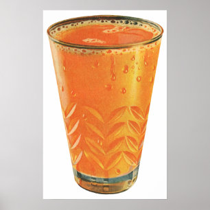 Poster Boissons vintages, Verre de jus d'orange Petit-déj