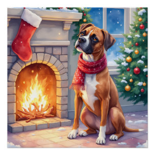 Poster Boîte à Cheminee Festive Boxer Art de Noël