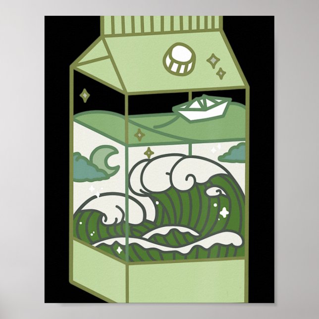 Poster Boîte à lait esthétique oeuvre Cute Kawaii Otaku A (Devant)