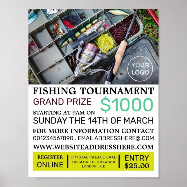 Poster Boîte à outils de pêche, tournoi de pêche (Devant)