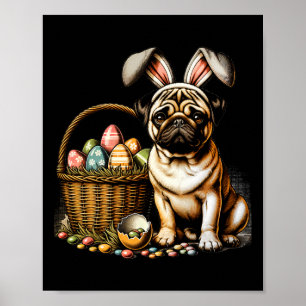 Poster Boîte de Boxer de Lapin Mignon Œufs de Pâques Flor