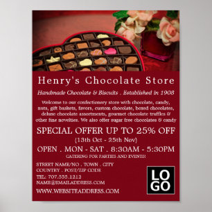 Poster Boîte de chocolat cardiaque, Fournitures de confis
