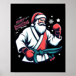 Poster Boîte de Noël Santa Boxeur Amateur de Boxe Kickbox