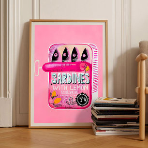 Poster Boîte de sardines imprimée Sardines Boîte vintage 