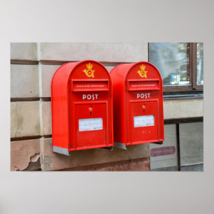Poster Boîtes aux lettres danoises rouges