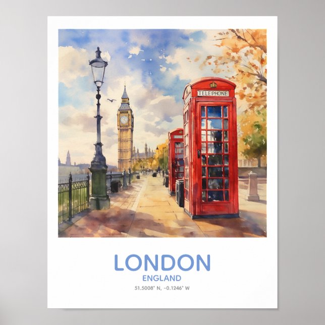 Poster Boîtes de téléphone rouge et Big Ben - Londres, An (Devant)