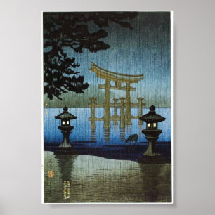 Poster Boîtier japonais d'art du soir Ukiyo-E