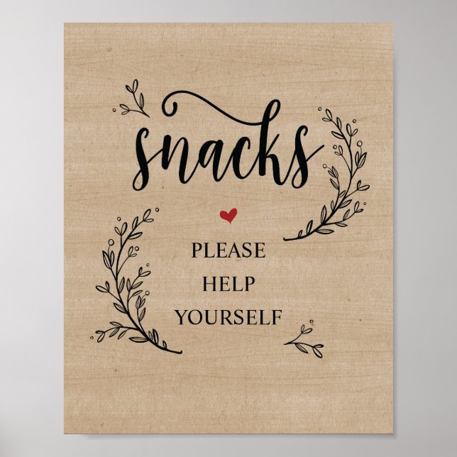 Poster Boîtier Rustic Vines Mariage Snacks (Devant)