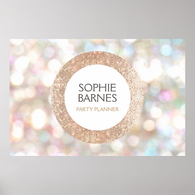 Poster Bokeh et Rose Gold Sequin Event Planner 2 (Devant)