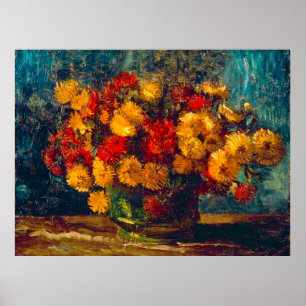 Poster Bol à la Van Gogh avec Chrysanthèmes