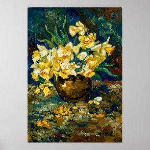 Poster Bol à la Van Gogh avec jonquilles